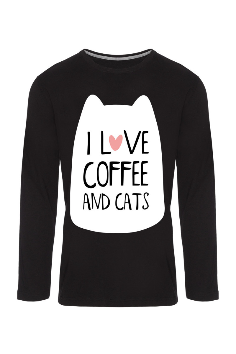 Koszulka Męska Longsleeve I Love Coffee And Cats II