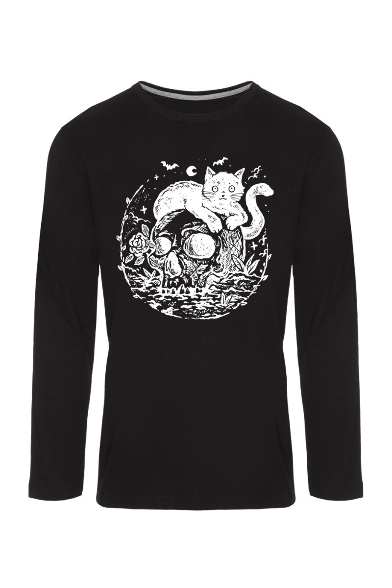 Koszulka Męska Longsleeve Cat And Skull