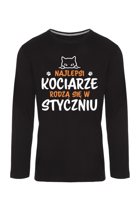 Koszulka Męska Longsleeve Najlepsi Kociarze Rodzą się w Styczniu