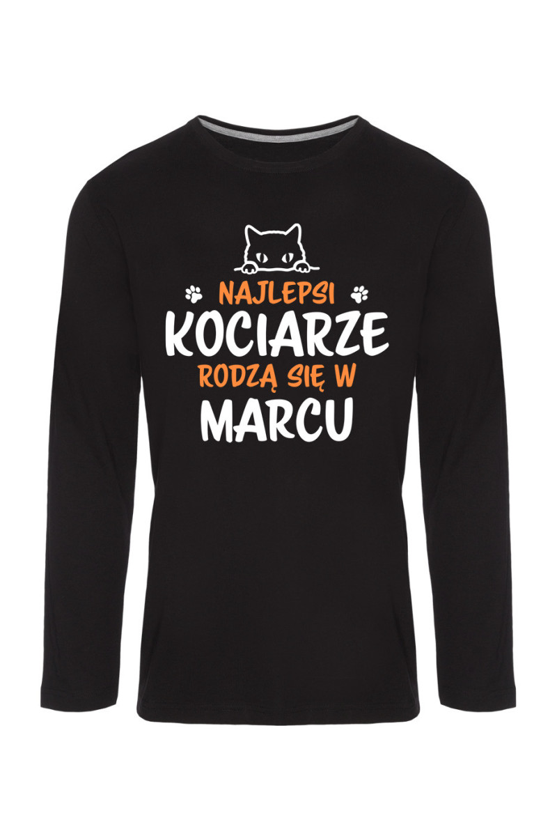 Koszulka Męska Longsleeve Najlepsi Kociarze Rodzą się w Marcu