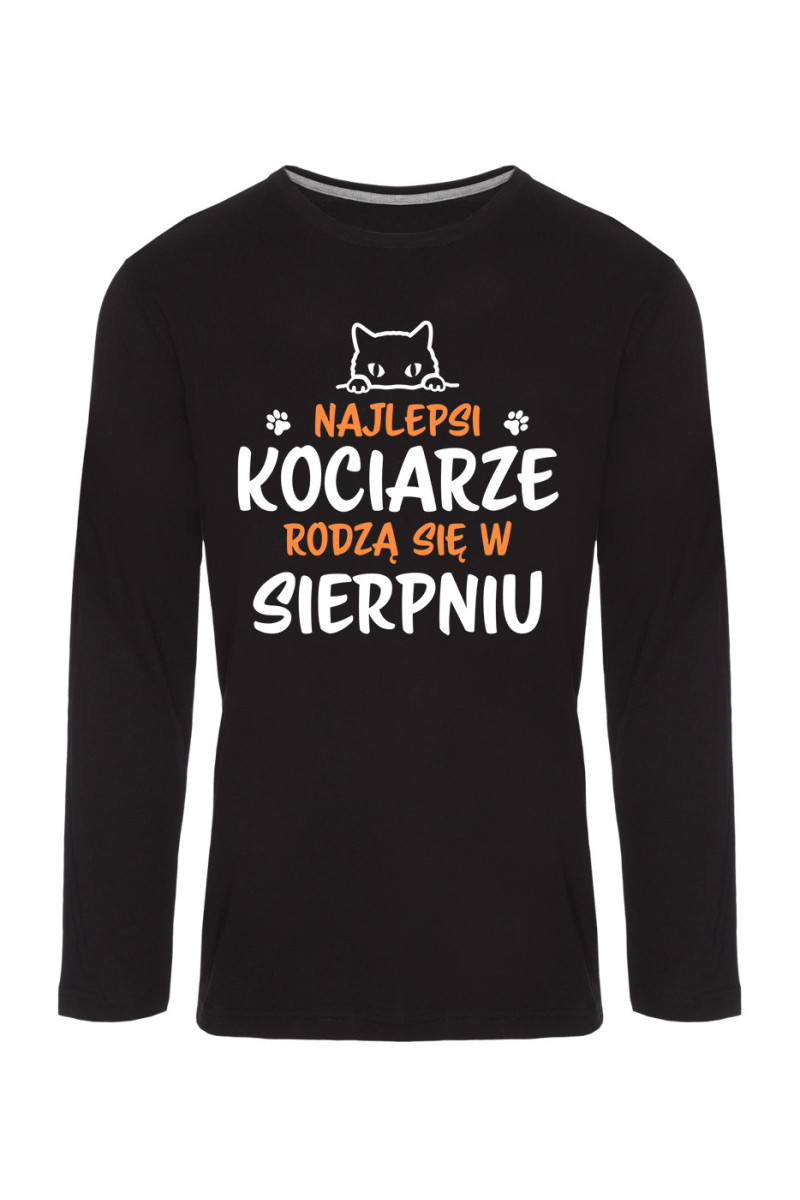 Koszulka Męska Longsleeve Najlepsi Kociarze Rodzą się w Sierpniu