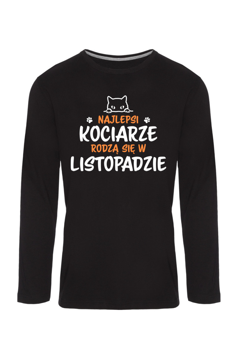 Koszulka Męska Longsleeve Najlepsi Kociarze Rodzą się w Listopadzie