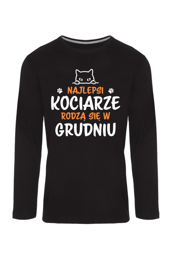 Koszulka Męska Longsleeve Najlepsi Kociarze Rodzą się w Grudniu