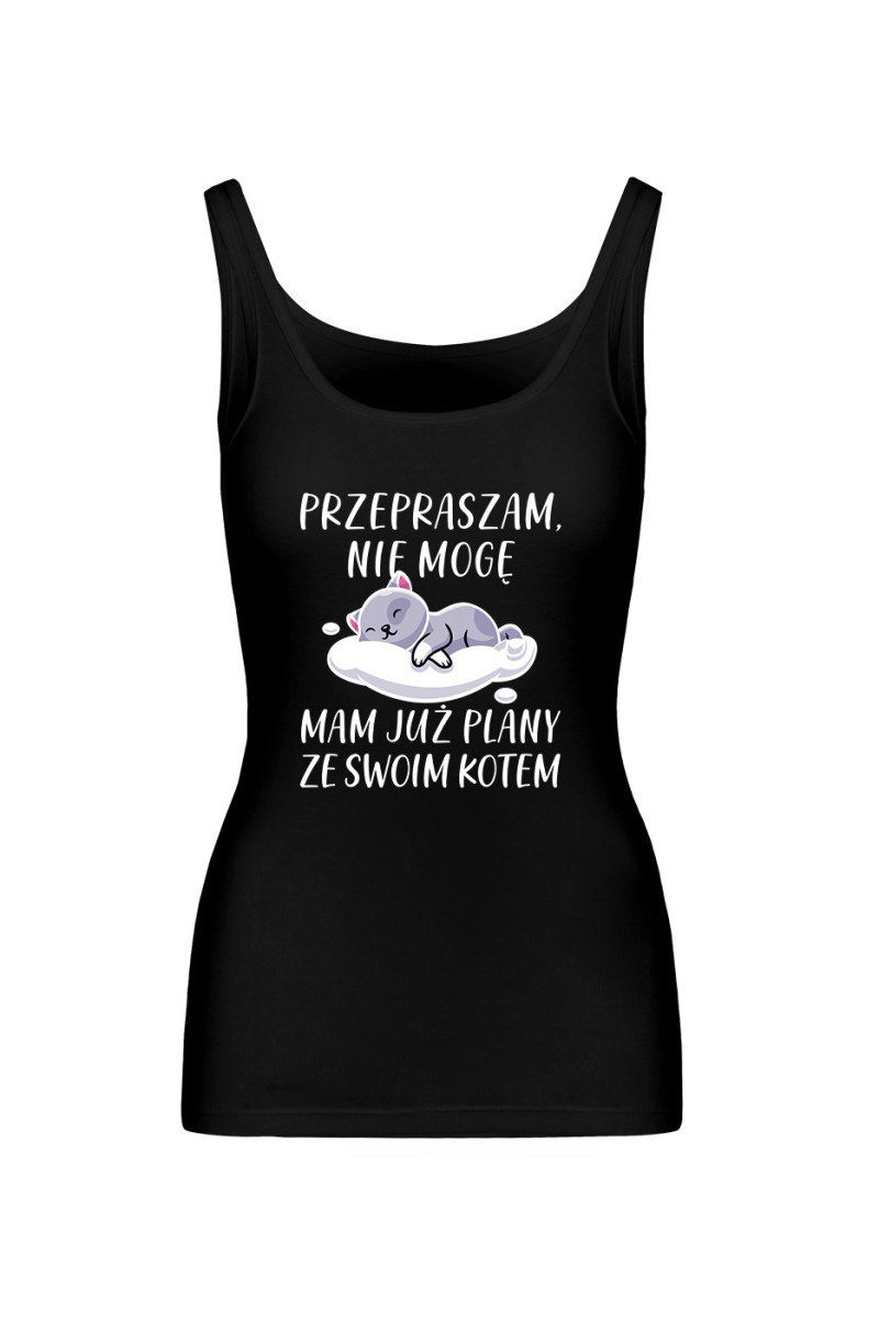 Koszulka Damska Tank Top Przepraszam, Nie Mogę, Mam Już Plany Ze Swoim Kotem