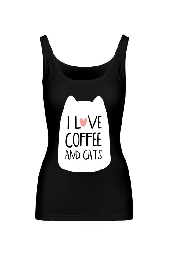 Koszulka Damska Tank Top I Love Coffee And Cats II