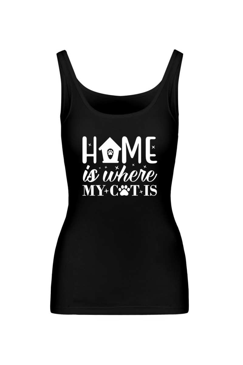 Koszulka Damska Tank Top Home Is Where My Cat Is