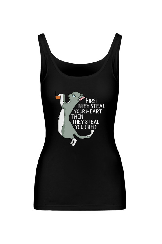 Koszulka Damska Tank Top First They Steal Your Heart Then They Steal Your Bed