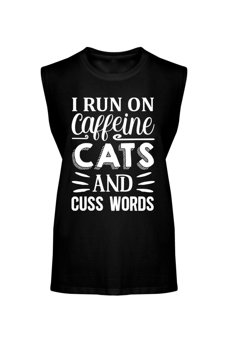 Koszulka Męska Tank Top I Run On Caffeine, Cats And Cuss Words