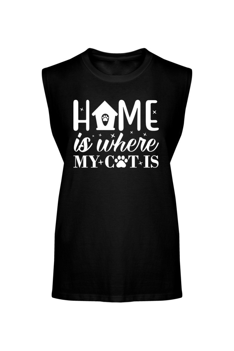 Koszulka Męska Tank Top Home Is Where My Cat Is