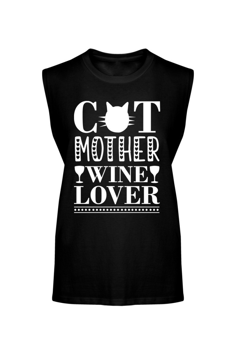 Koszulka Męska Tank Top Cat Mother, Wine Lover