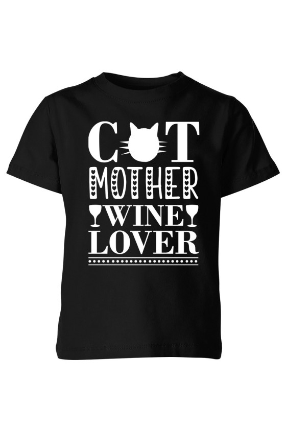 Koszulka Dziecięca Cat Mother, Wine Lover