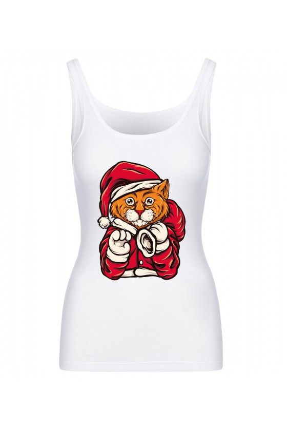 Koszulka Damska Tank Top Świąteczny Kot