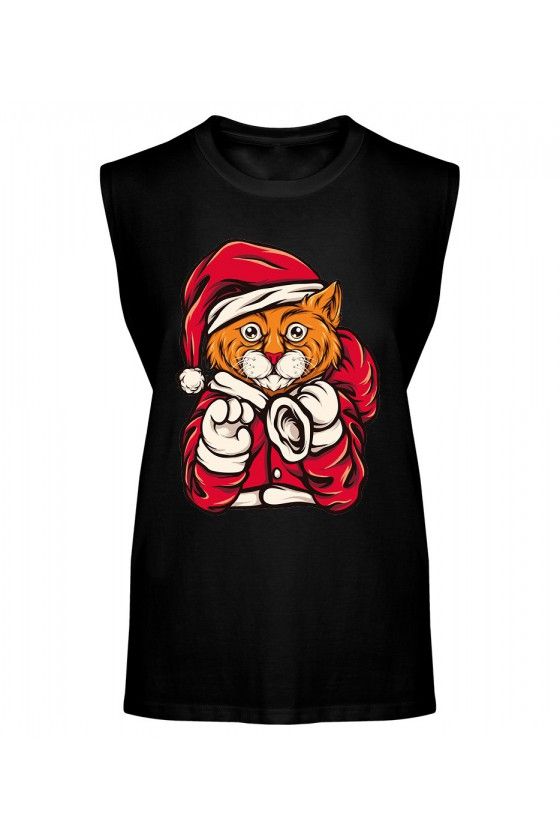 Koszulka Męska Tank Top Świąteczny Kot
