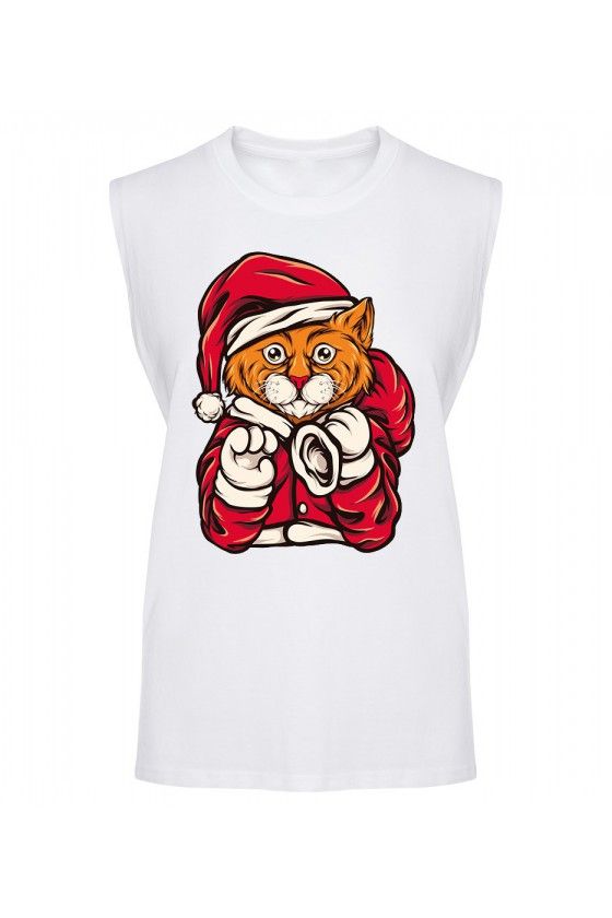 Koszulka Męska Tank Top Świąteczny Kot