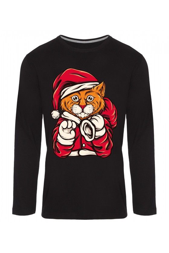 Koszulka Męska Longsleeve Świąteczny Kot