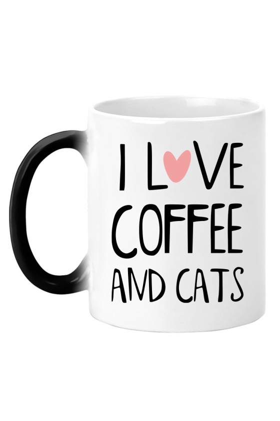 Kubek Magiczny I Love Coffee And Cats