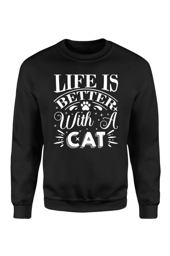 Bluza Damska Klasyczna Life Is Better With A Cat
