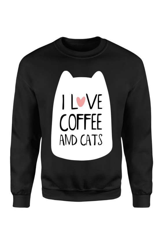 Bluza Damska Klasyczna I Love Coffee And Cats II