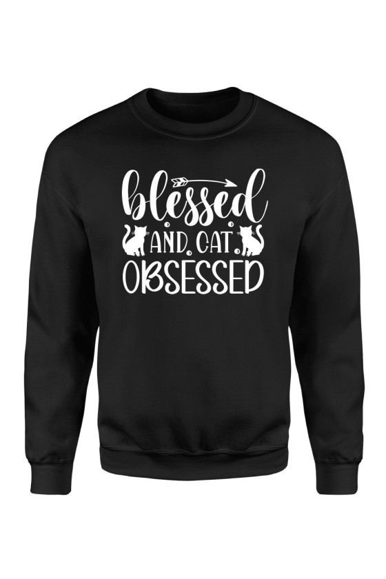 Bluza Męska Klasyczna Blessed And Cat Obsessed