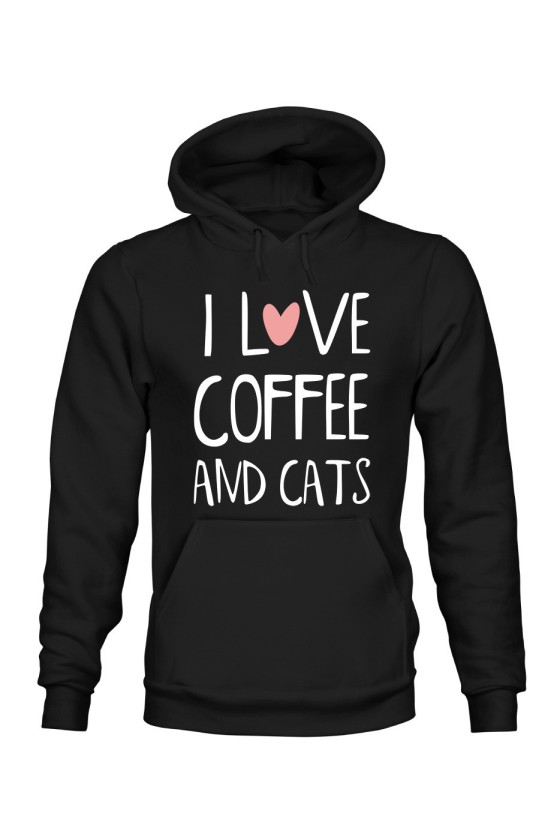 Bluza Damska z Kapturem I Love Coffee And Cats