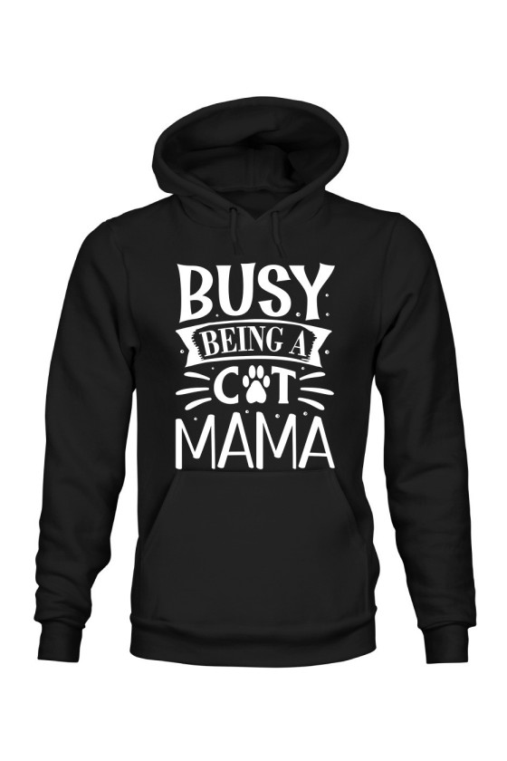 Bluza Damska z Kapturem Busy Being A Cat Mama