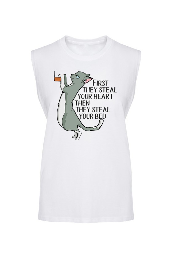 Koszulka Męska Tank Top First They Steal Your Heart Then They Steal Your Bed