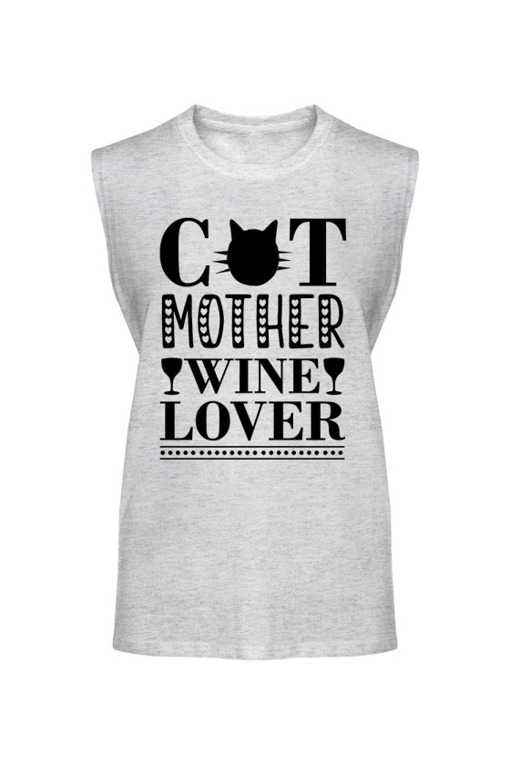 Koszulka Męska Tank Top Cat Mother, Wine Lover