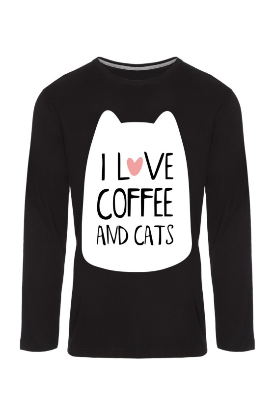 Koszulka Męska Longsleeve I Love Coffee And Cats II