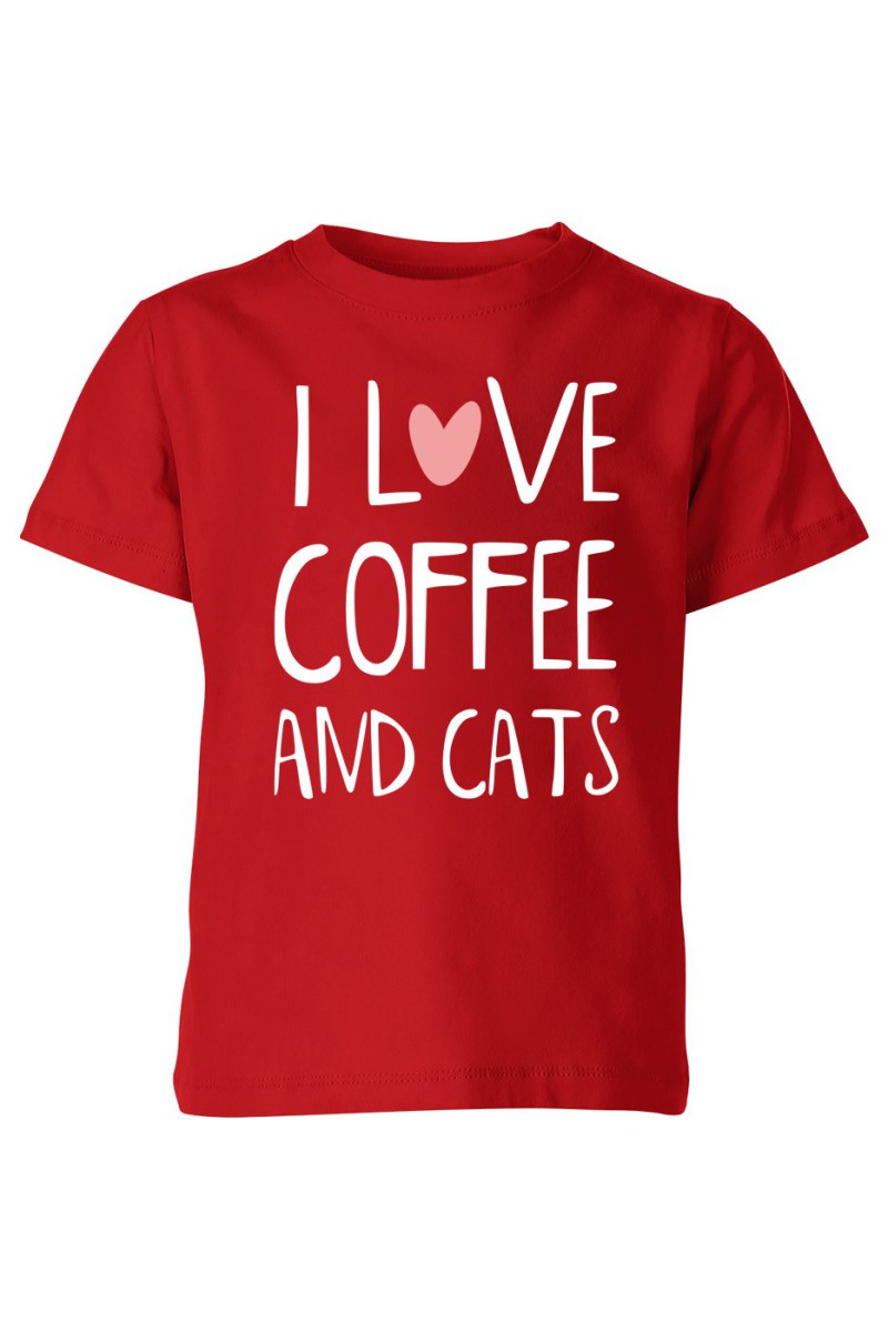 Koszulka Dziecięca I Love Coffee And Cats