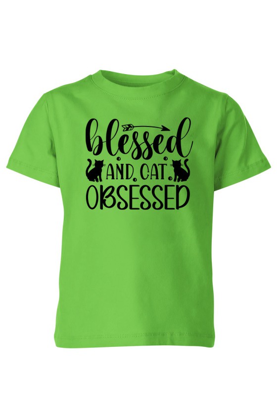 Koszulka Dziecięca Blessed And Cat Obsessed