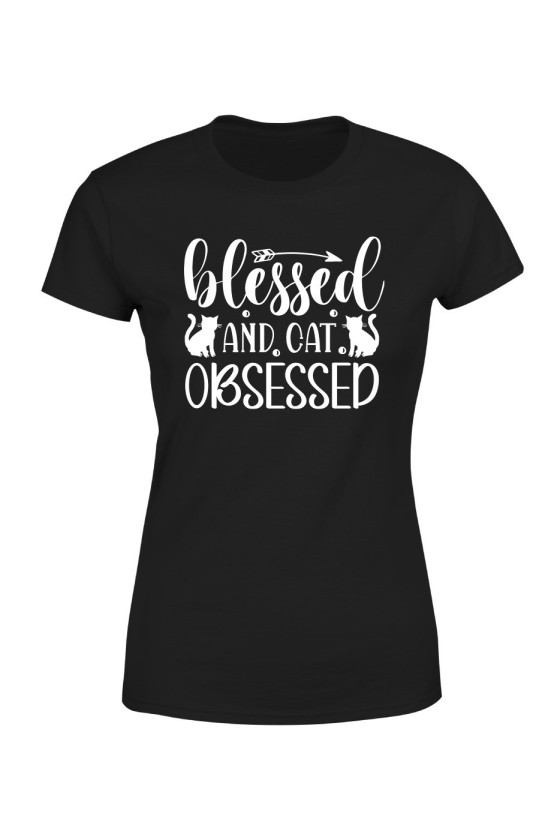 Koszulka Damska Blessed And Cat Obsessed