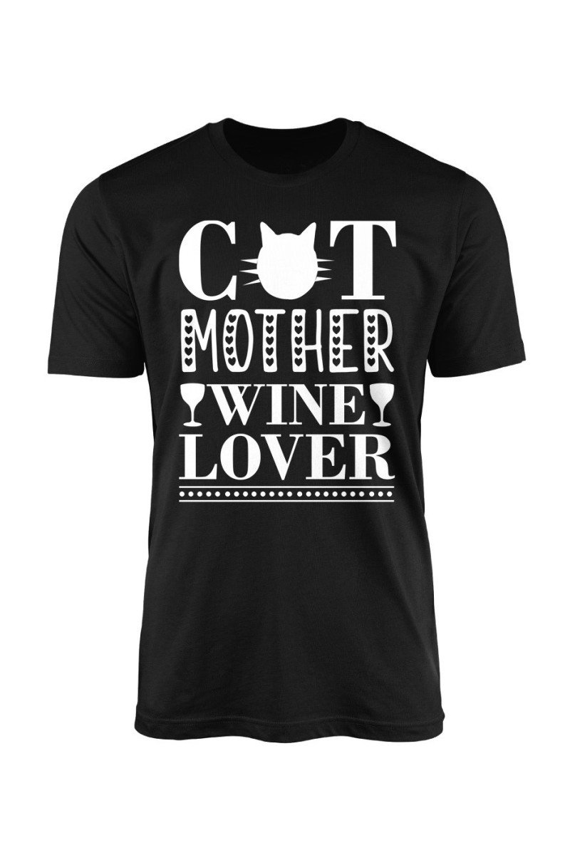 Koszulka Męska Cat Mother, Wine Lover