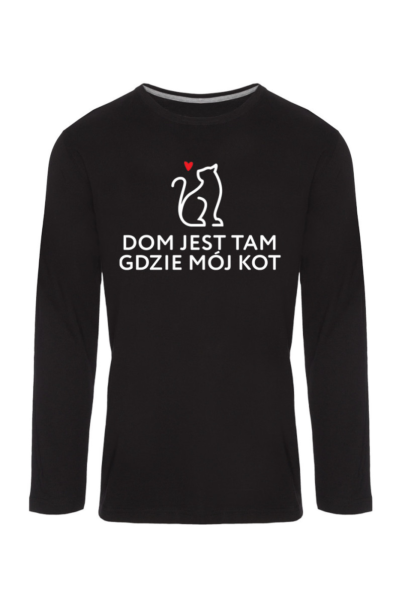 Koszulka Męska Longsleeve Dom Jest Tam Gdzie Mój Kot