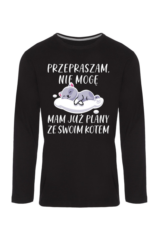 Koszulka Męska Longsleeve Przepraszam, Nie Mogę, Mam Już Plany Ze Swoim Kotem